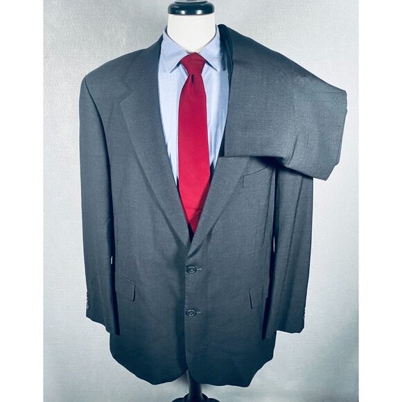 Brooks Brothers Suit Mens 48L Gray Wool 2 Piece Blazer Jacket Pants 38x30 - Picture 1 of 16